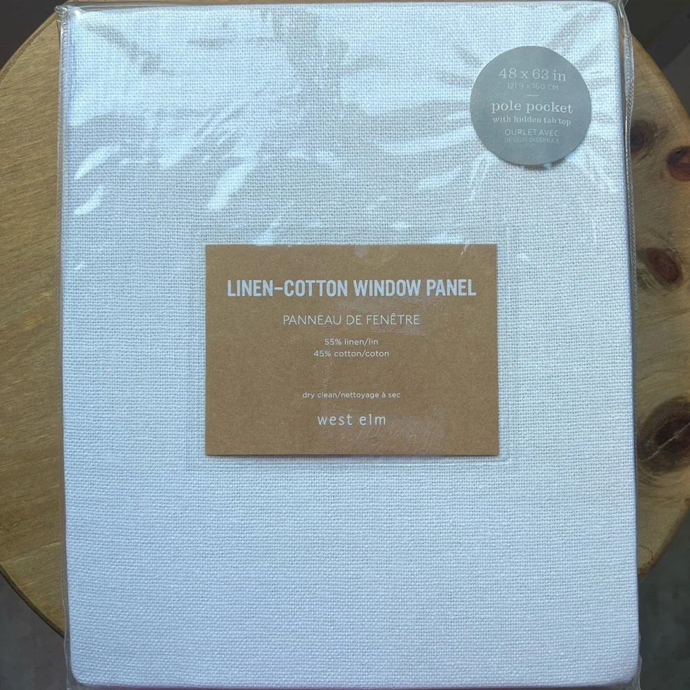 NWT West Elm Linen-Cotton Single Window Panel 48x63 Pole Pocket